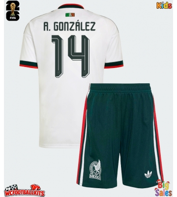 Mexico Armando Gonzalez #14 Replica Away Stadium Kit for Kids World Cup 2026 Short Sleeve (+ pants)